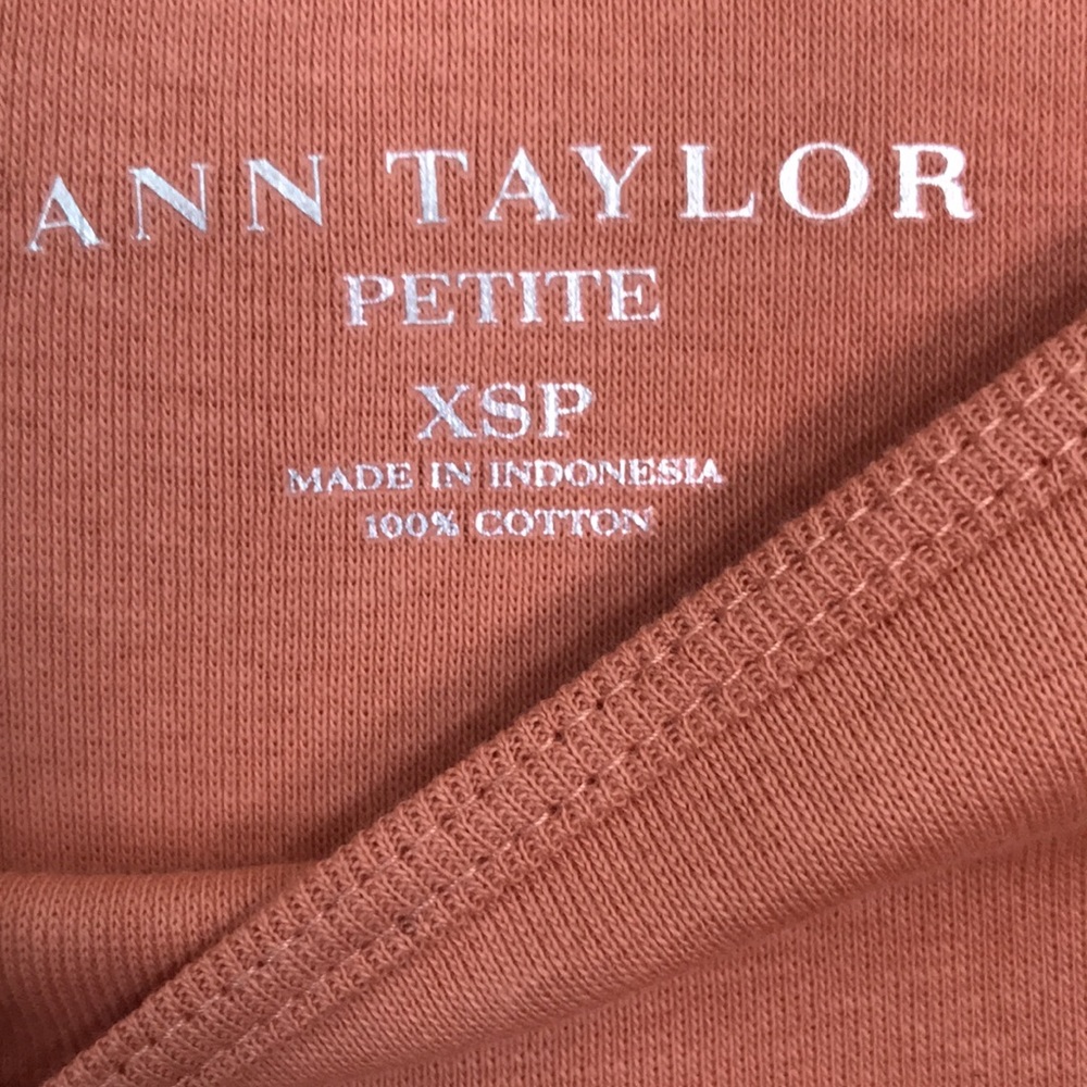 Ann Taylor Petite Ballerina Neck Cotton Stretch Top - Orange. Size XSP. NWT - Picture 6 of 6